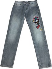 Mira Mikati Jeans Womens 4 Gray Patchwork Eagles Cub Dance Crazy Raccoon Club