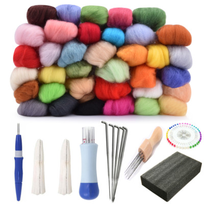 Weitere Farben Wolle weiche Faser Roving Set, Nadel Filz Kit Hand Handwerk Nähen Zum Selbermachen