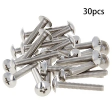 30Pcs M4 Phillips Head Machine Screw Full Thread Length 5 to 25mm Silver-gray