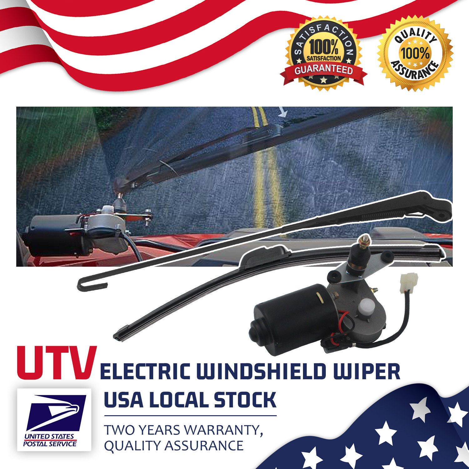 12V Electric Windshield Wiper Motor Kit for Polaris RZR Kawasaki Can Am ATV UTV