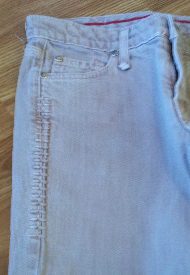 Capris de tiro medio de mezclilla color tostado claro/marrón/beige para mujer talla 26-GUC-Jelessy Foto 3 de 4