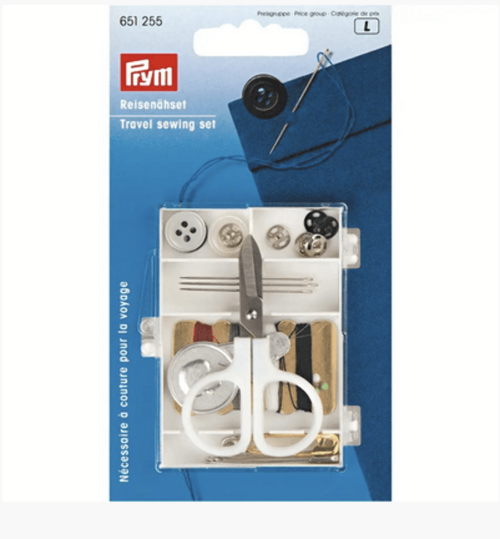 Prym Travel Sewing Kit – Compact White Plastic Assortment Box