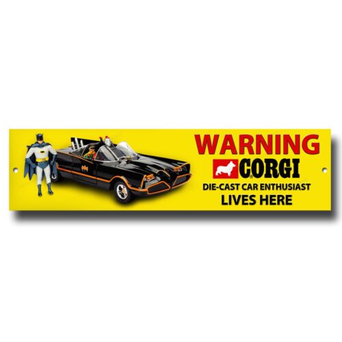 WARNING CORGI DIE-CAST CAR ENTHUSIAST LIVES HERE METAL DISPLAY SIGN. - Afbeelding 1 van 1