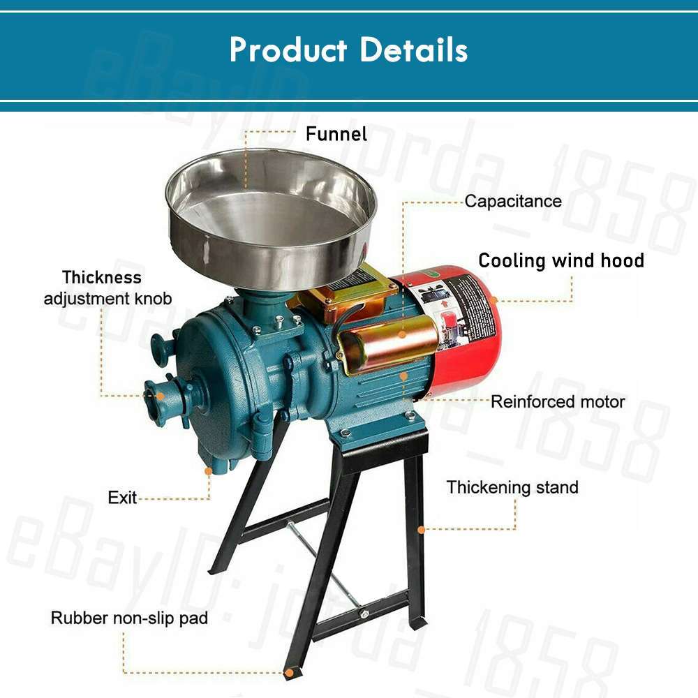 Electric 3000W Grinder Mill Grain Corn Wheat Feed Flour Wet Dry Cereal