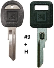 GM OEM Single Sided VATS Ignition Key #9 + Doors/Trunk GM OEM "Rubber" Logo Key