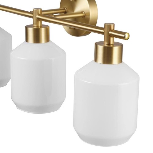 Globe 3-Light Vanity Light Matte Brass Opal Glass Shades - Picture 4 of 8