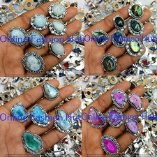 Buy Amethyst & Mix Gemstone Rings Lot 925 Sterling Silver Plated Bulk Jewelry