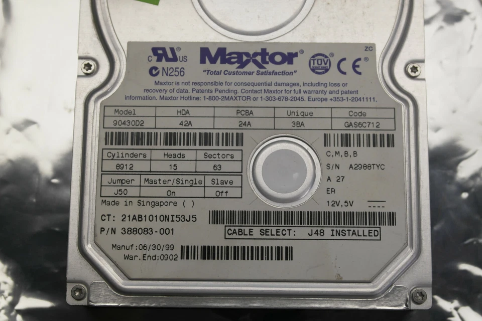 Maxtor N256 84320D4 4.3 GB 3.5" Hard Disk Drive HDD ATA PATA - Image 3 of 3