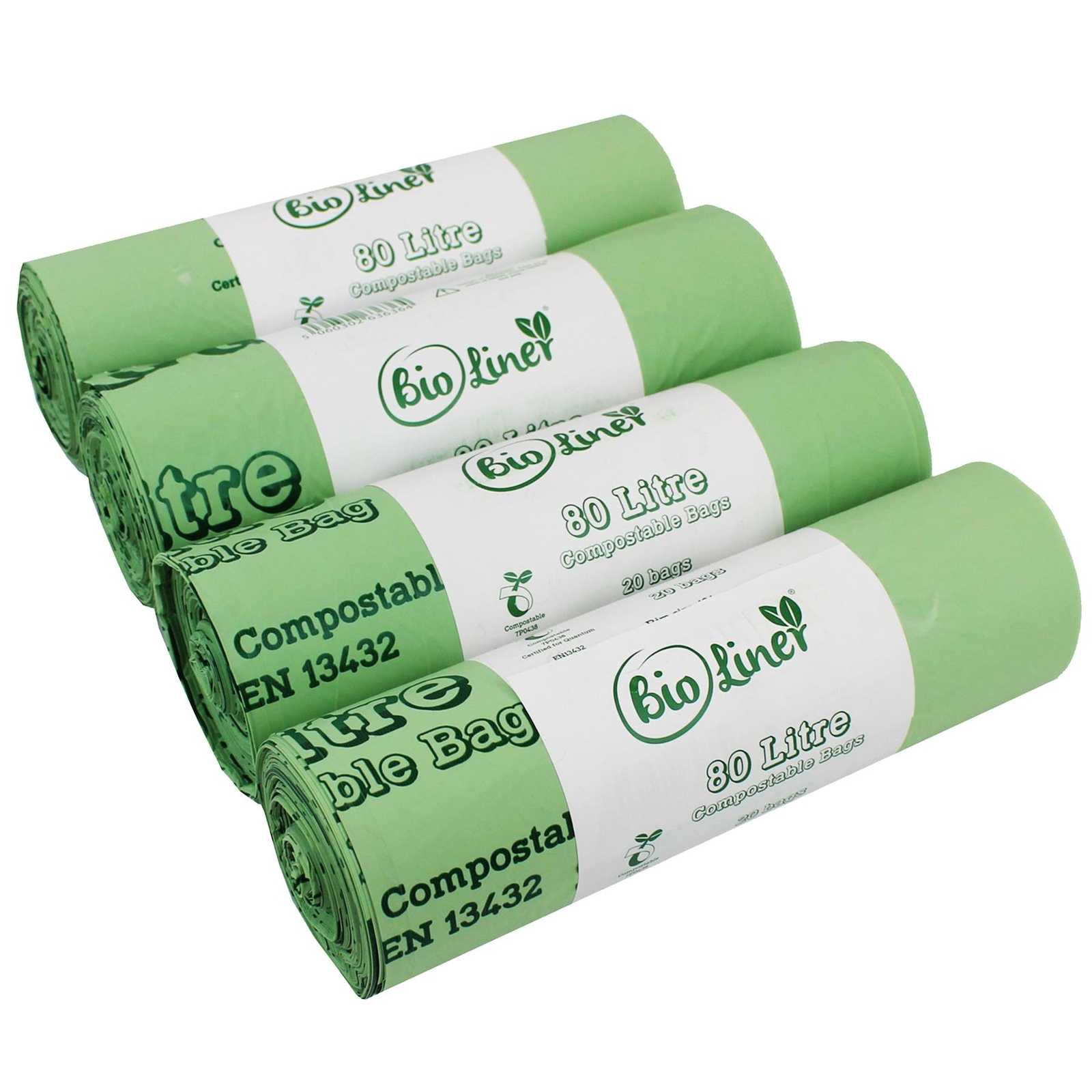 80 x 80L BioLiner Compostable Bags for Swing Bins & Dustbins (4 rolls)