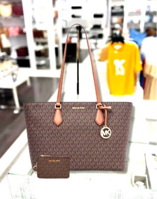 Michael Kors Sheila Large Multifunction Tote Bag & TZ Coinpouch Wallet in Brown