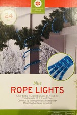 25.6 Ft Blue Rope Lights Clear Bulbs-No Original Box.