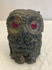 VTG 1970s Retro Red Jewel Eyes Owl Resin Figurine Made in Italy