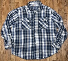 Vintage Carhartt Plaid Blue Outdoor Western Rugged Wear Shirt Men  s USA Sz XL