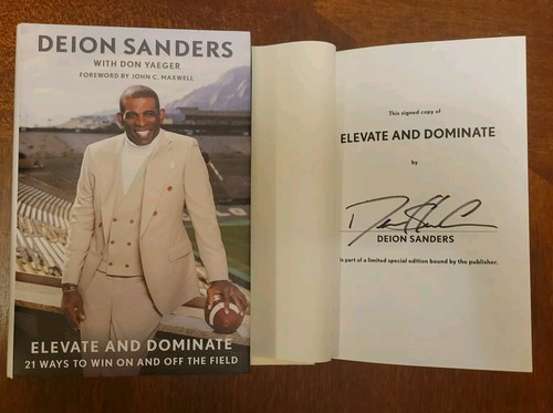 2) Deion Sanders HC 1st Print books "Elevate and Dominate" 1 signed 1 unsigned - Picture 1 of 8