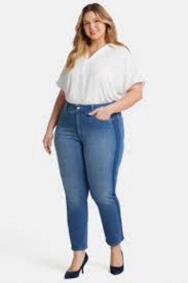 NWT NYDJ Womens Marilyn Straight Ankle Jeans Denim Azure Wave Plus Size 20W