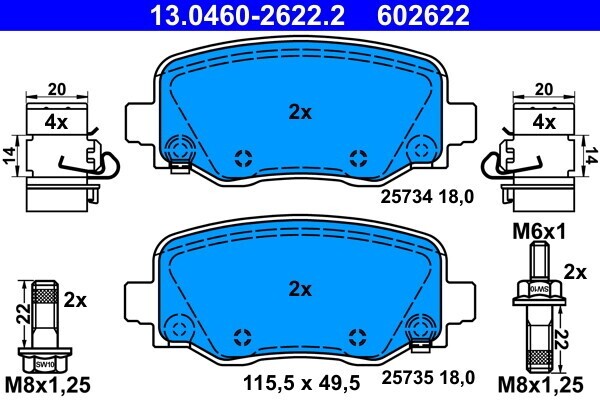ATE BremsbeläGe Mit ZubehöR Hinten Rechts Links FüR Jeep Cherokee-image