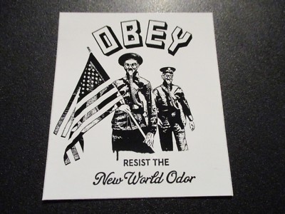 非売品 Obey / Giant ステッカー シルバー Shepard SHEPARD FAIREY Obey Giant STICKER 2.5X4 WHITE OBEY ANDRE