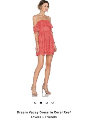 Lovers + Friends Womens Lace Overlay Off-The-Shoulder Casual Dress Orange Xs