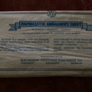 Vintage Embalming Papricloth Parchment Sheet undertaker mortuary medical funeral