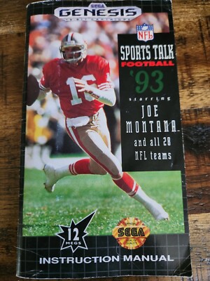 NFL Sports Talk Football '93 Starring Joe Montana (Sega Genesis, 1992) Manual