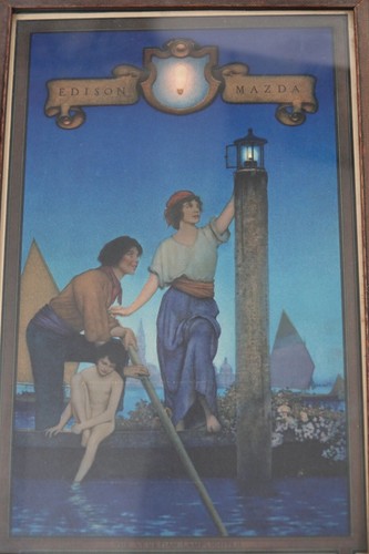 MAXFIELD PARRISH PRINT VENETIAN LAMPLIGHTER EDISON MAZDA CALENDAR 1922 - Picture 3 of 10