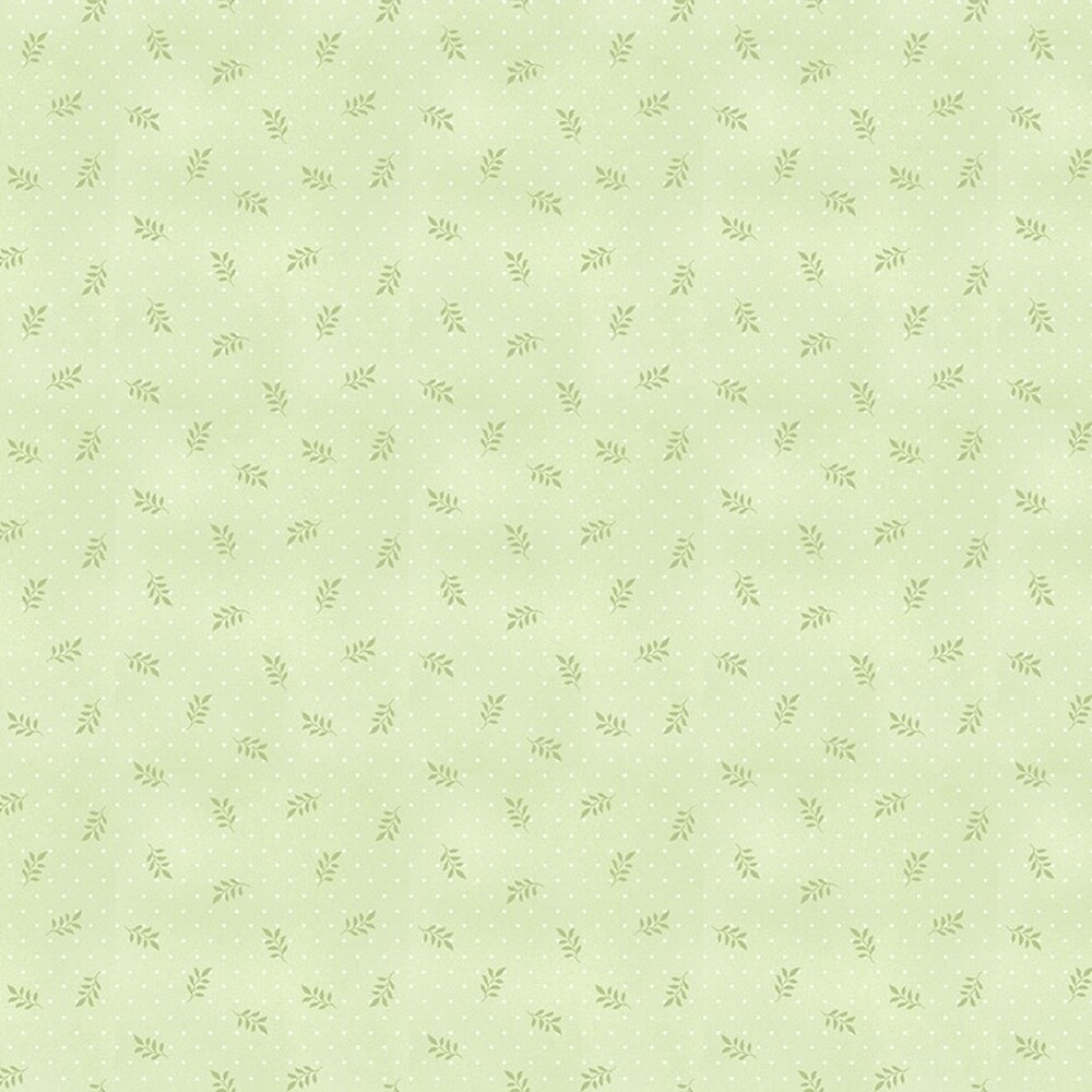 Henry Glass Dorothy Jean Floral Garden Leaves Green Cotton Fabric Yardage