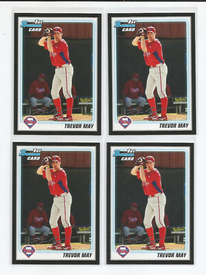 TREVOR MAY 2010 Bowman Black Border Redemption RC (4) John Fisher A's Owner