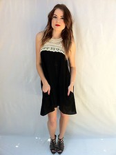 Eight Sixty Black Crochet Nights Dress - Boho - Bohemian - Sleeveless - Mini