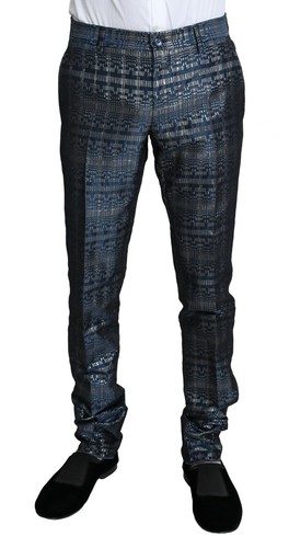 DOLCE & GABBANA Suit GOLD Blue Silver Shiny 2 Piece Slim EU46/US36/S RRP $3500 - Picture 8 of 12