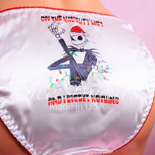 SATÉN Sissy Bragas Travieso Jack Navidad Halloween Damas/HOMBRE Cuerda Bikini 5-9 - Imagen 2 de 5