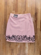 MOSCHINO BOUTIQUE pink polka dots & floral motif mini skirt authentic designer
