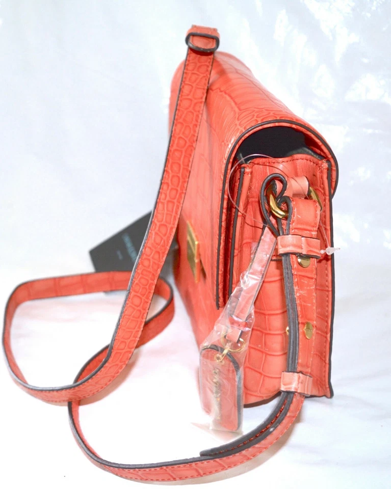 Bolso Bandolera Cynthia Rowley con Solapa Cuero Croco Repujado Cartera para Mujer Foto 4 de 4