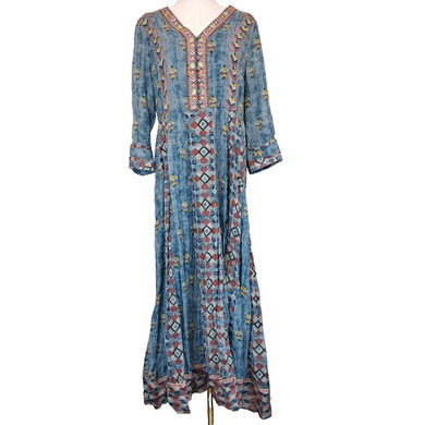 Soft Surroundings San Remo Maxi Dress Size 12P Embroidered Gypsy Boho Festival