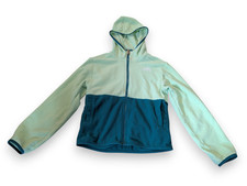 The North Face Fleece Jacket Hooded Full Zip Green Blue Colorblock Girls M 10