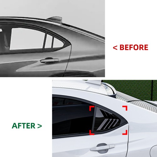 Black Rear Window Quarter Glass Vent Louver Covers For Subaru WRX STI VB 2022+ - Picture 2 of 8
