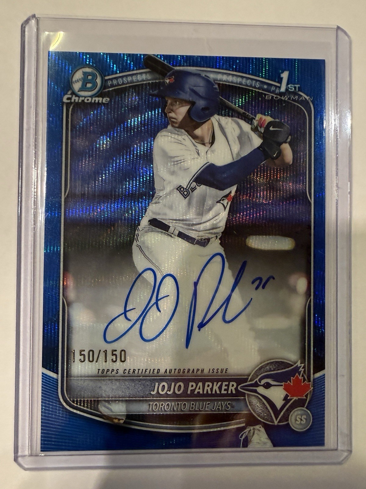2025 Bowman Draft 1st Bowman Chrome JoJo Parker Blue Wave Auto /150