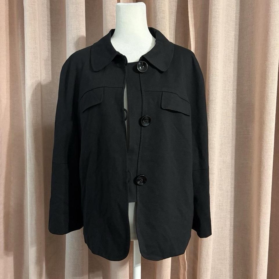 Talbots Black Y2k Collared Button Jacket Size 12 - image 2