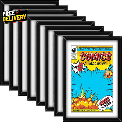 8-Pack Comic Book Frames UV Protection Wall or Tabletop Display Black White 