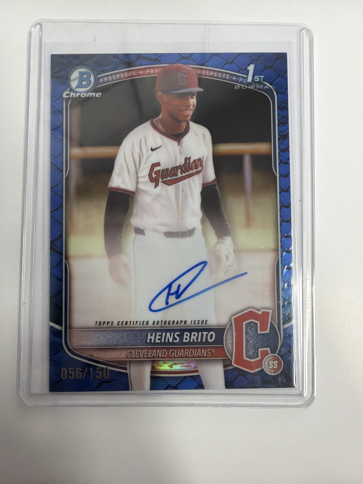 2025 Bowman Chrome #CPA-HB Heins Brito Prospect Autographs Reptilian Blue #/150