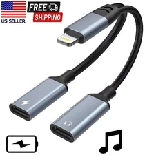 iPhone Splitter for Charging & Headphone Adapter to two Lighting MFi-Certified