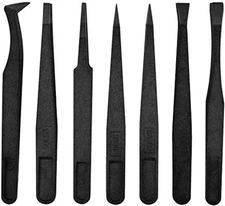 7pcs Precision Anti-static Tweezers, Marrywindix Plastic Tweezers for Electronic