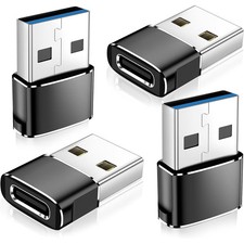 4Pack Upgraded USB to USB C Adapter,Type-C Female to A Male Car Charger OTG Conv