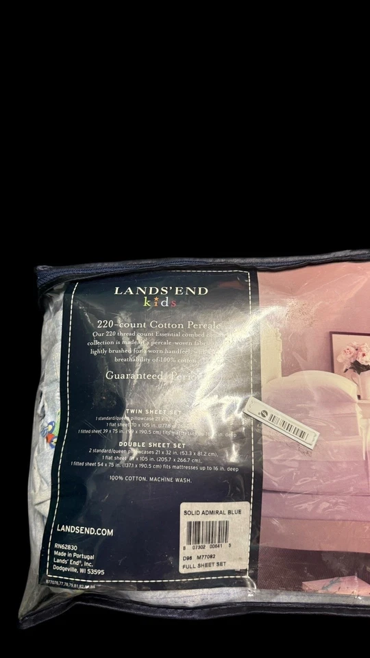 Juego de sábanas dobles Lands' End Kids 220 unidades percal trenes - Gregory bordado Foto 4 de 4