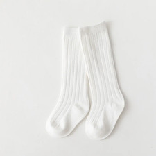 New Fashion Solid Baby Boys Girls Knee High Long Socks Cotton Breathable Stripe