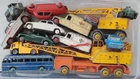 ORIGINAL VINTAGE DIECAST TOY JOB LOT MOSTLY DINKY CARS BUS AMBULANCE CRANE etc