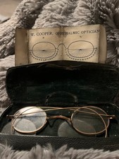 ANTIQUE WIRE FRAME SPECTACLES  CASE 12k gf Frame xtra LENES NICE Vintage 1913