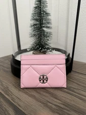 Tory Burch Willa Soft Quilt Slim Card Case Wallet In #165934 Pink Plie