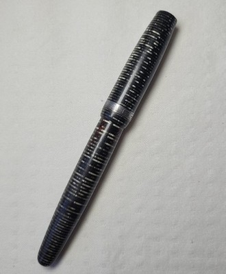 Vintage Parker Vacumatic Fountain Pen Cap Black Pearl Striped Damaged Cap