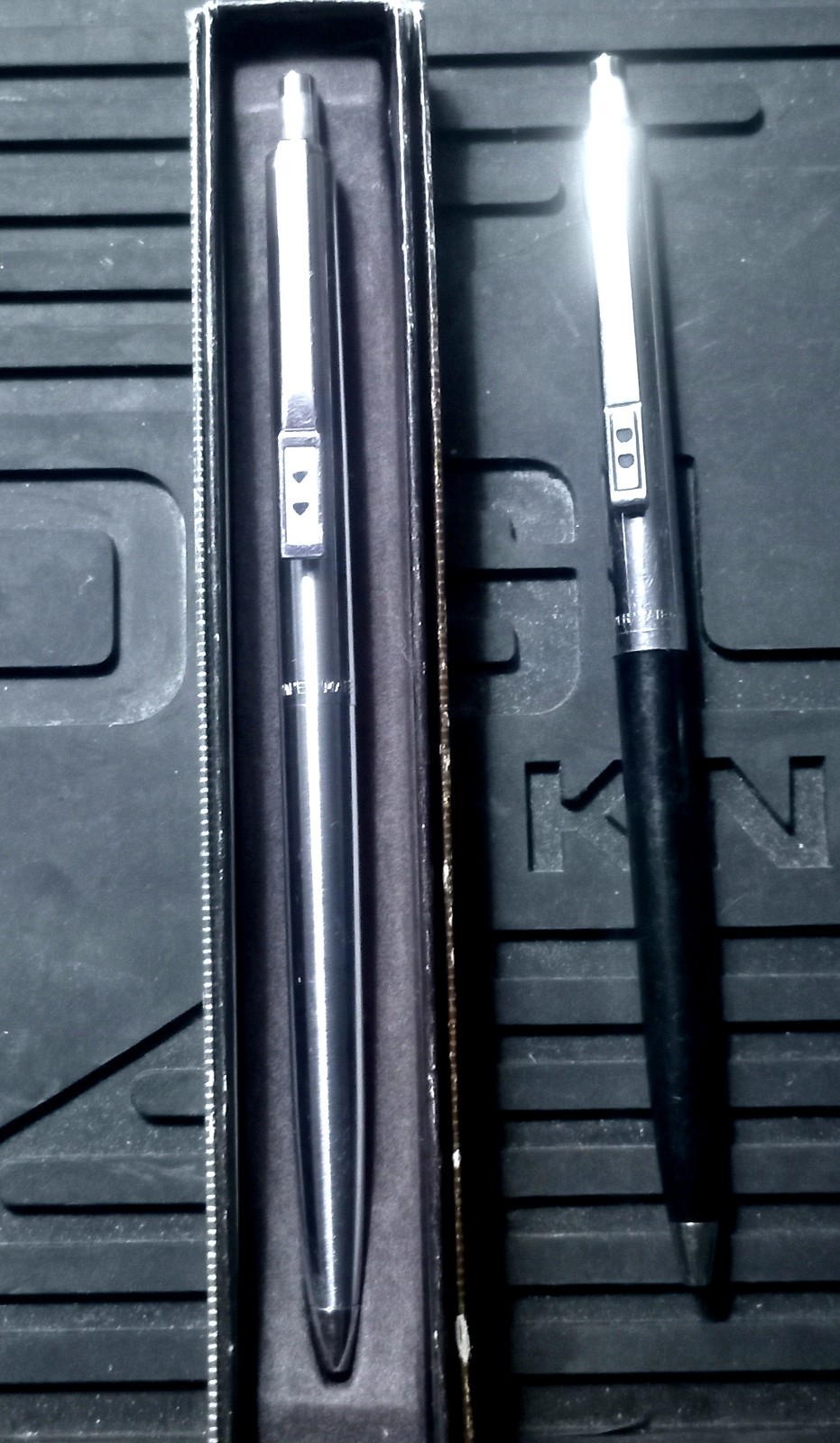 Papermate Double Heart Silver Tone Vintage Pen And Two Tone Black And Chrome USA