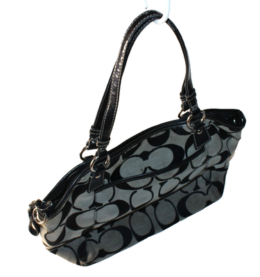 Coach Black Signature Logo Medium Tote Shoulder Bag F1249-F17948